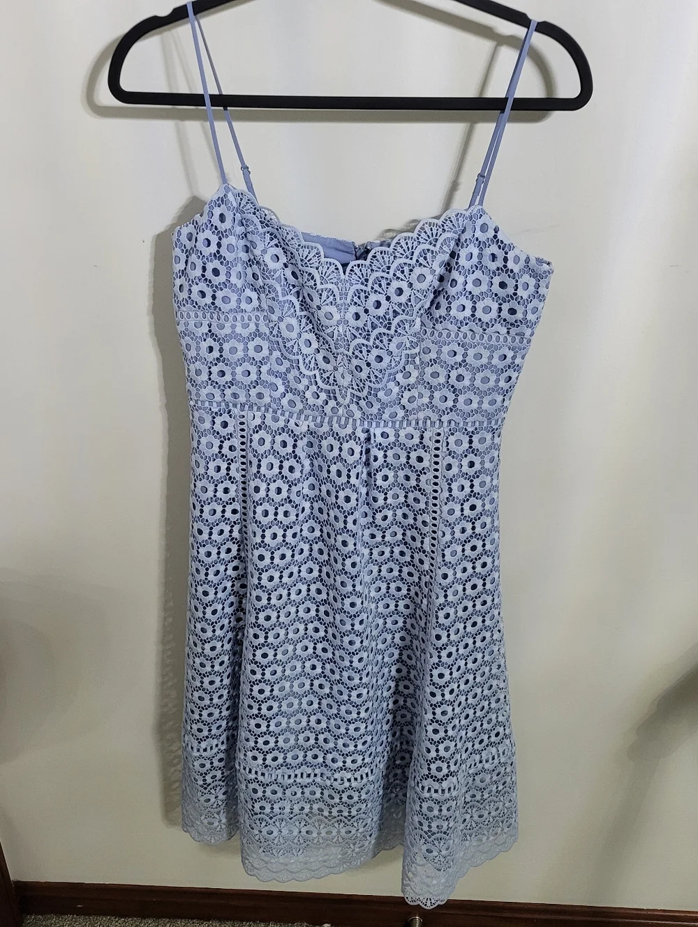 J. Crew Women's Light Blue Lace Midi Dress with Spaghetti Straps, Size 4 - Picture 5 of 12